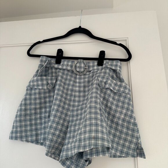 Jonathan Simkhai Co-Ords Two-Piece Set Plaid Puff Sleeves Crop Top & Shorts - Picture 6 of 13